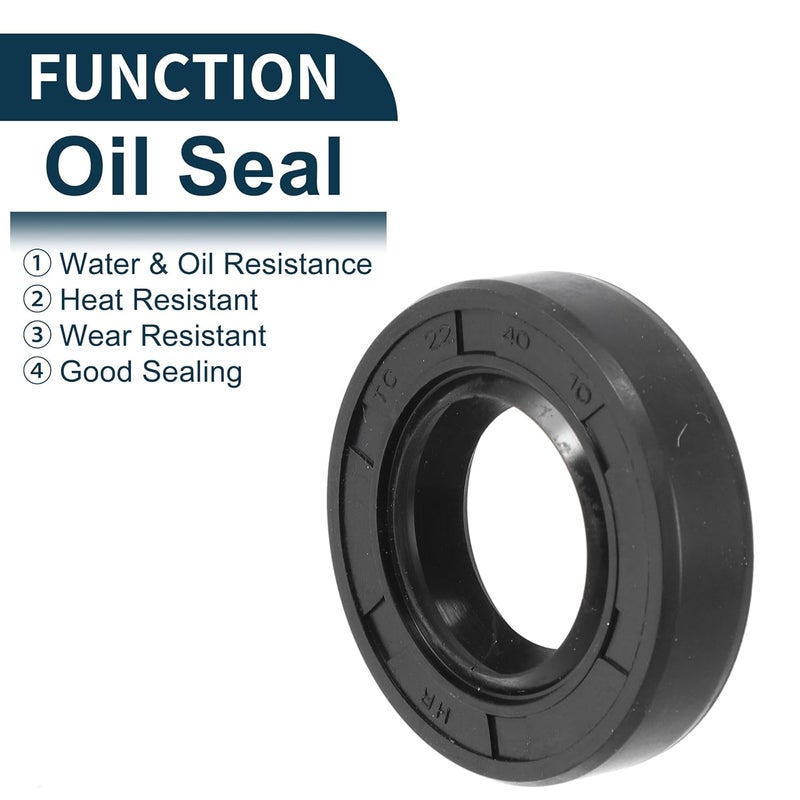 TUCKBOLD Universal Oil Seal TC Double Lip W Steel Spring Seal Ring Rotary Shaft Seal 22x40x10mm High Pressure NBR Rubber Black 5 Pcs - Image 3